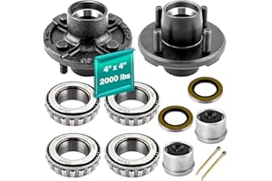 JADODE 4 on 4 Trailer Hub Kit for 2000 lbs Axle, Fits 1" Trailer Axle, 4x4 Trailer Idler Hub Kit with Extra Cap & Rubber Plug,ONLY fits 2000lbs