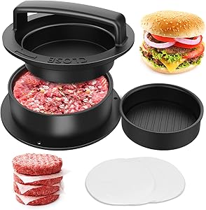 HAIANWONG Stuffed Burger Press 3 in 1, Make The Perfect Burger with 100 Free Patty Wax Papers, Stuffed Burger or Silders, Hamberger Press Patty Maker