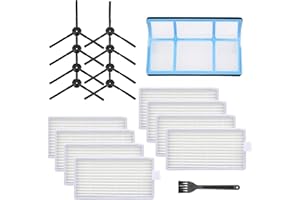 Smilyan Replacement Parts for ILIFE V3 V3s V5 V5s Pro Robotic Vacuum Cleaner, Accessories Kit Includes Primary Filter & Side Brushes & 8 Robot Vacuum Cleaner Filters (1+8+8)