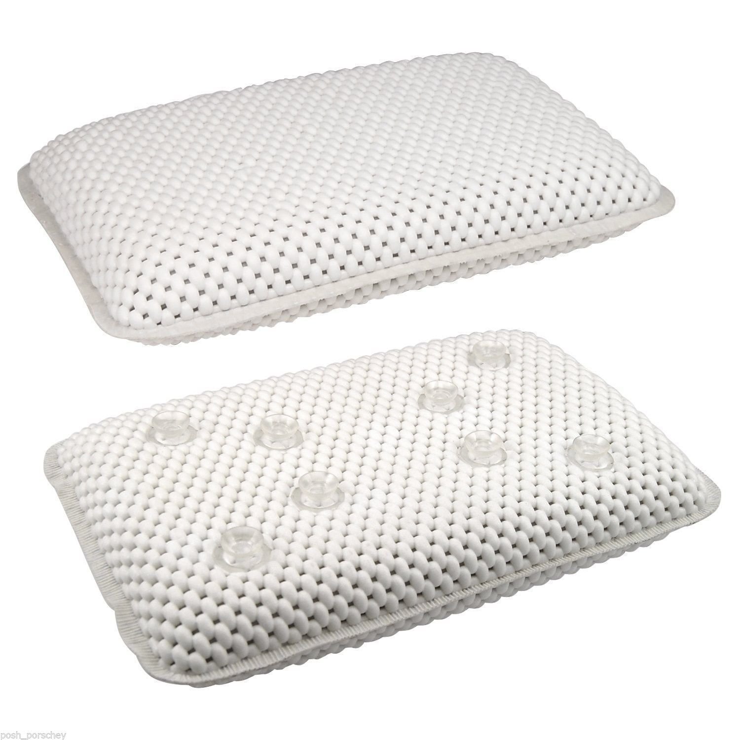 White Memory Foam Relaxing Cushioned Bath Spa Pillow Head Neck Rest Relax Body