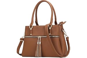 KKXIU Triple Compartment Purses and Handbags for Women Top Handle Satchel Shoulder Ladies Bags with Tassel