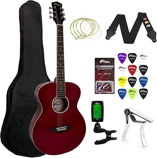 Tiger Beginners Acoustic Guitar Package Red Amazon.co.uk Musical