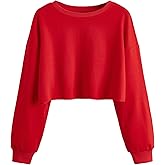 SweatyRocks Women's Casual Long Sleeve Raw Hem Pullover Crop Tops Sweatshirts