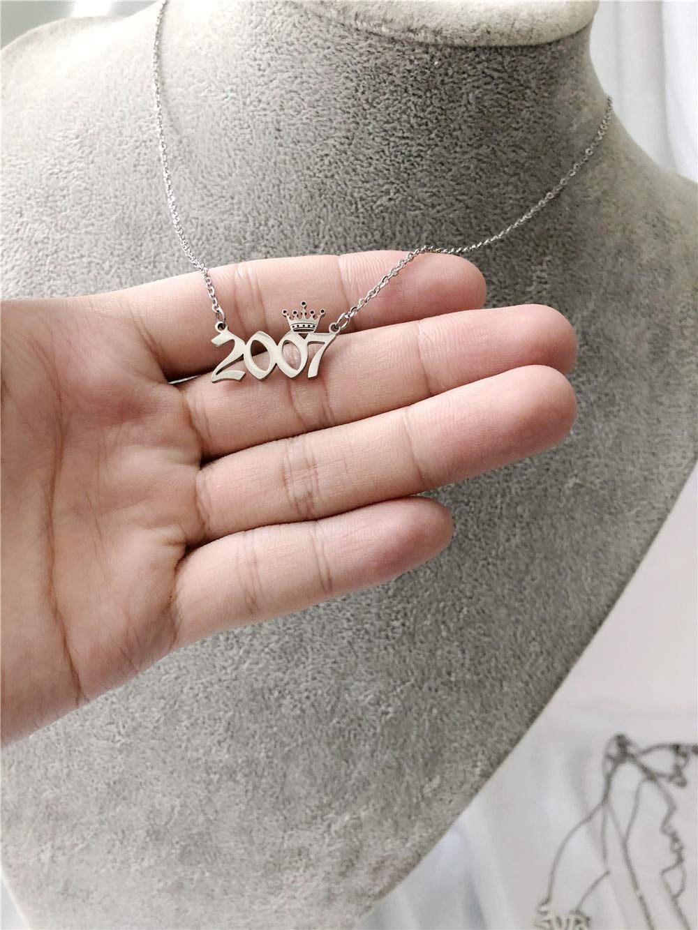 MICOMAKA Birth Year Number with Crown Necklace,Old