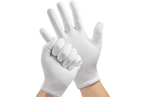 BUZJGRA 7 Pairs White Cotton Gloves for Dry Hands Sleeping, Breathable Moisturizing Gloves Overnight for Women and Men Eczema Safety Work Serving Costume Inspection