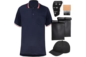ShinyMatch 6 Pcs Baseball/Softball Umpire Accessories Set Including Umpire Shirt Hat Indicator Brush Ball Bag for Men Referee