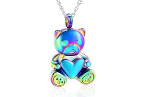 shajwo Teddy Bear Cremation Urn Nekclaces Ashes Jewelry for Men Women Heart Memorial Urn Keepsake Locket Pendant Ash Holder