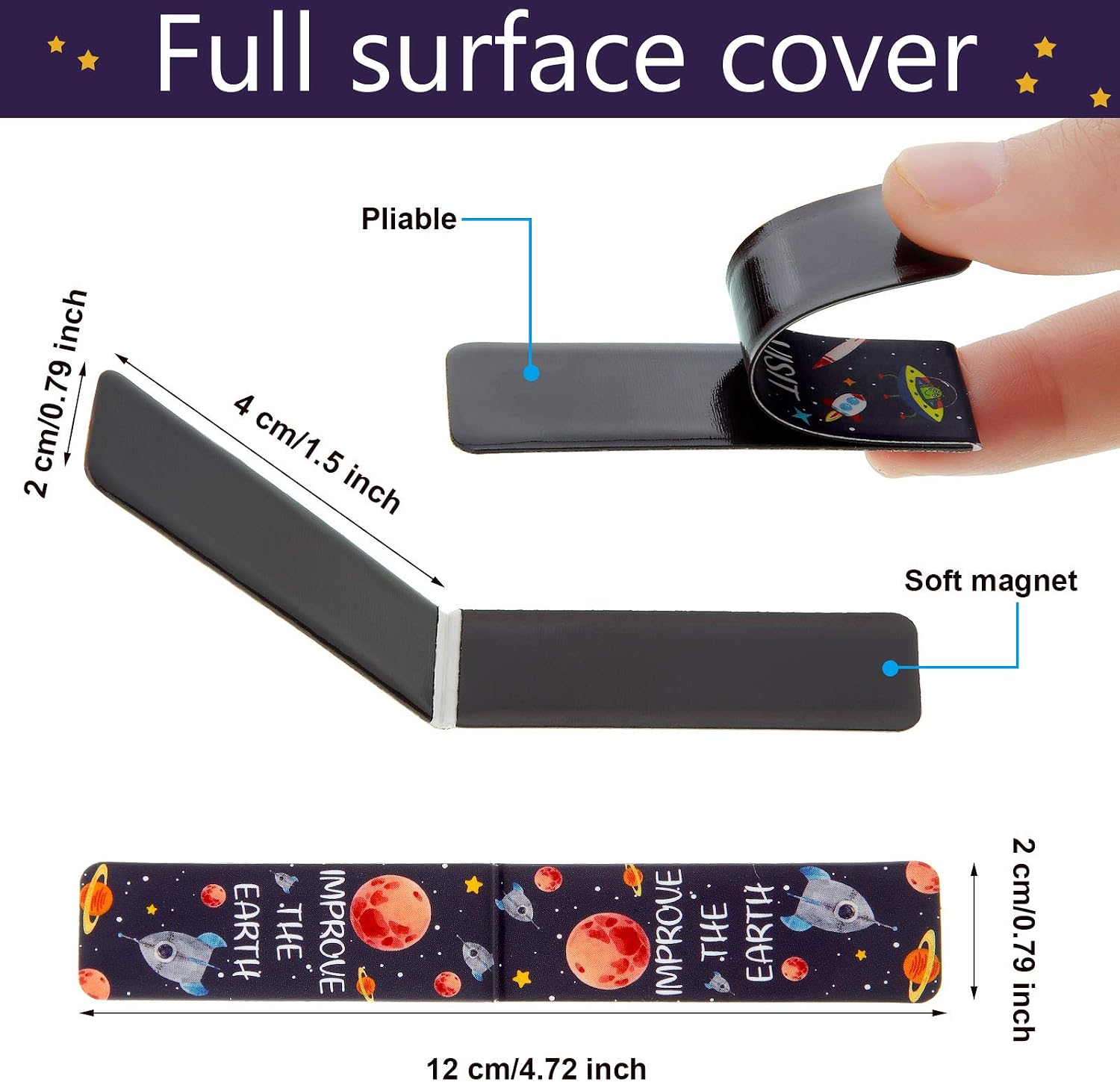 36 Pieces Magnetic Bookmarks Starry Sky Theme Magnet Page Markers Positive Magnet Page Clip Planet Book Marks for Students Teachers Reading School Home Office Supplies - Image 4