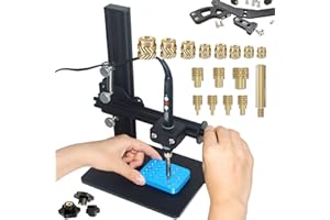 3DZWMAN Vertical Heat Press Machine-heat set insert tools with 370pcs threaded inserts and heat set tips M2/M2.5/M3/M4/M5/M6(1/4)/M8 add Brass Nuts for threaded inserts for plastic and 3D Printing Components
