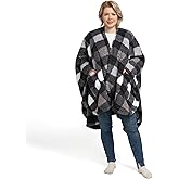 Berkshire Blanket Double Sided Sherpa Wearable Blanket,Warm Cozy Shawl with Pockets Plush Cape Wrap