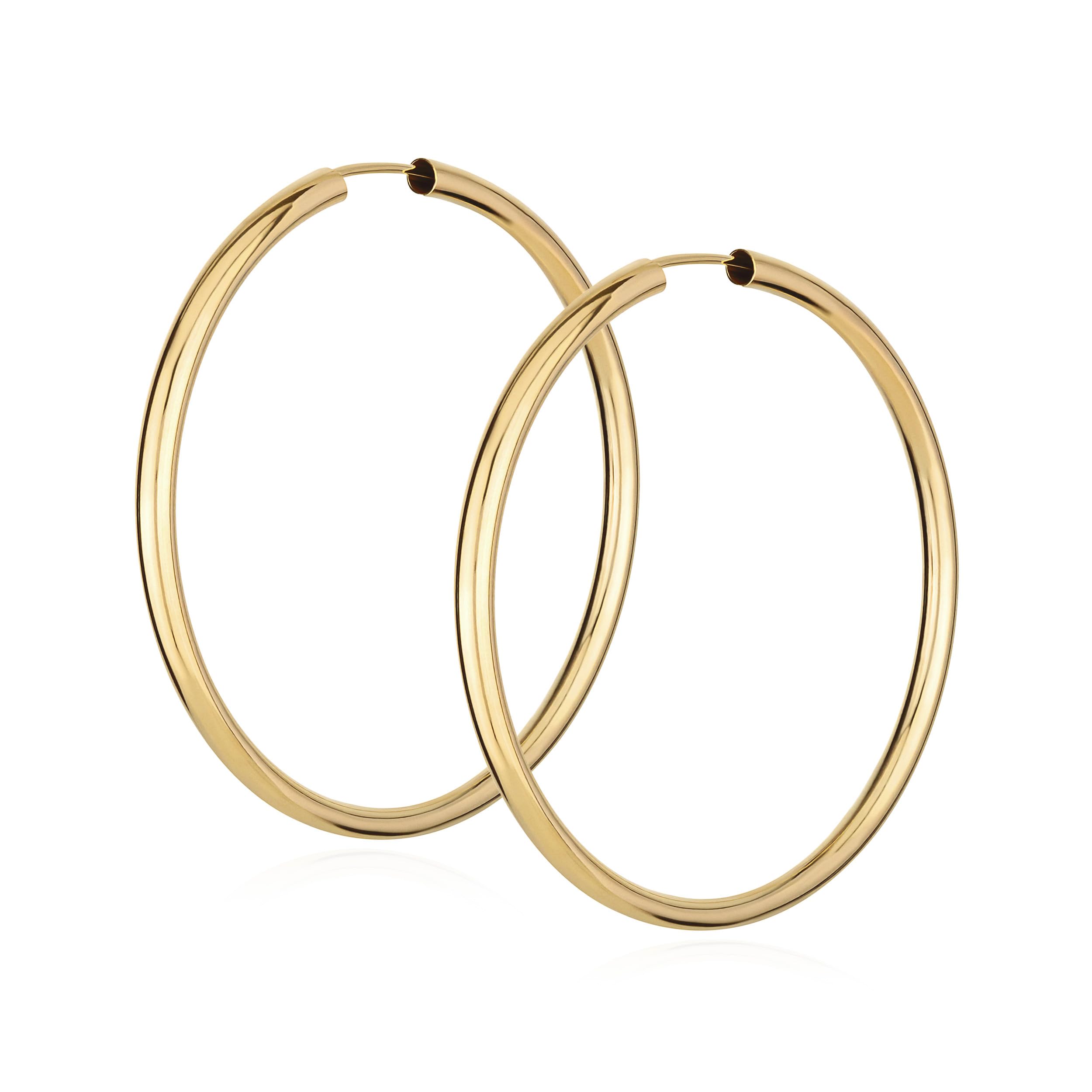 NKlaus pair of gold creoles earrings round gold earrings 50mm 9018