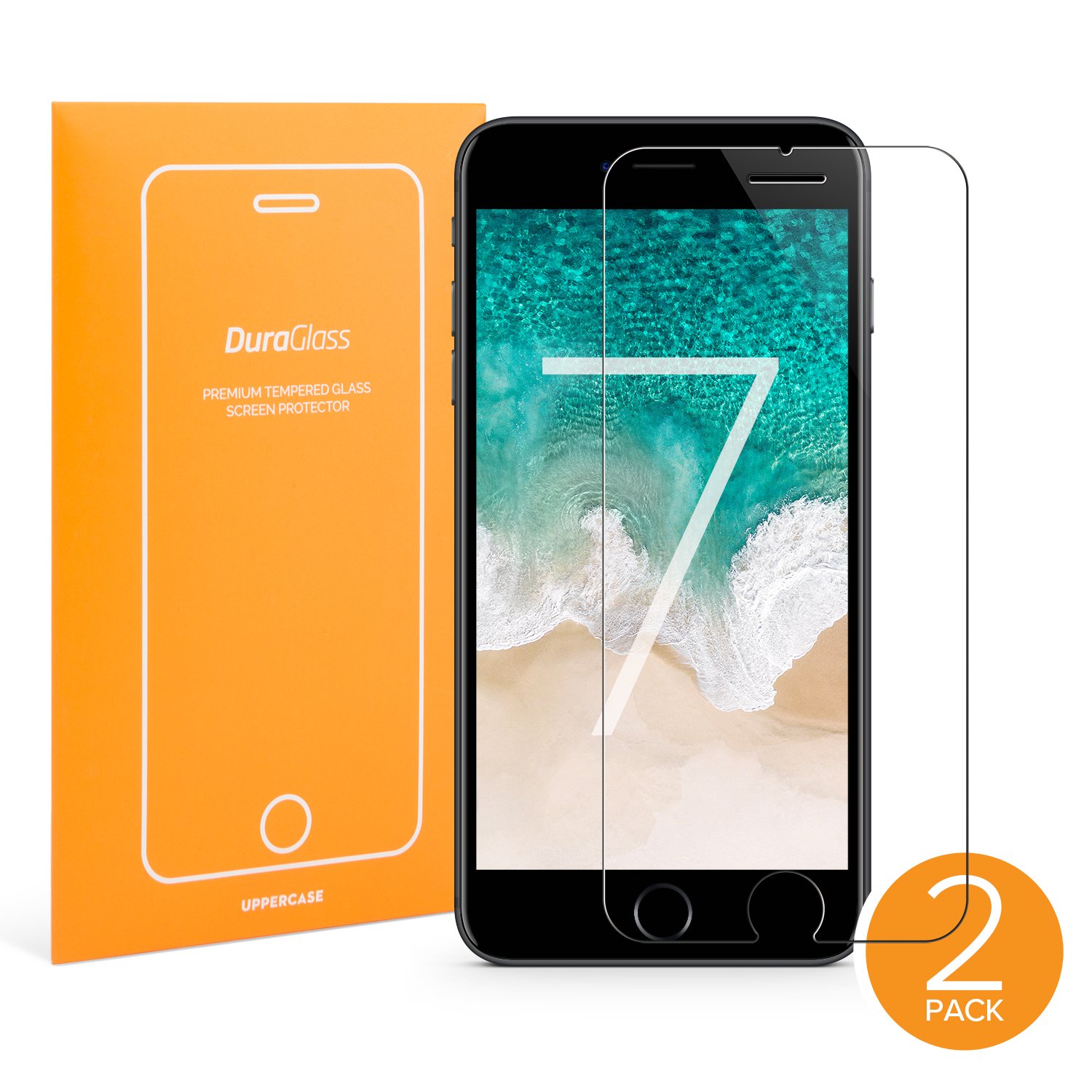 iPhone 7 screen protector 2 Pack, UPPERCASE DuraGlass Premium Tempered