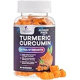 Turmeric Curcumin Gummies Sugar Free Supplement - 95% Curcuminoids with Turmeric & Ginger, Black Pepper for Best Absorption, Nature's Vegan Joint Support, Non-GMO, Tasty Peach Flavor - 60 Gummies