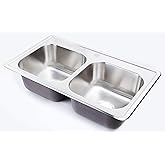 ZUHNE 33x19 Kitchen Sink Drop In for Mobile Homes, Stainless Steel Deep Double Bowl