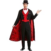 Fun Costumes Men's Deluxe Magician Costume with Jacket, Vest, Cape, Pants, Bow Tie, and Hat for Halloween, Parties, and Shows