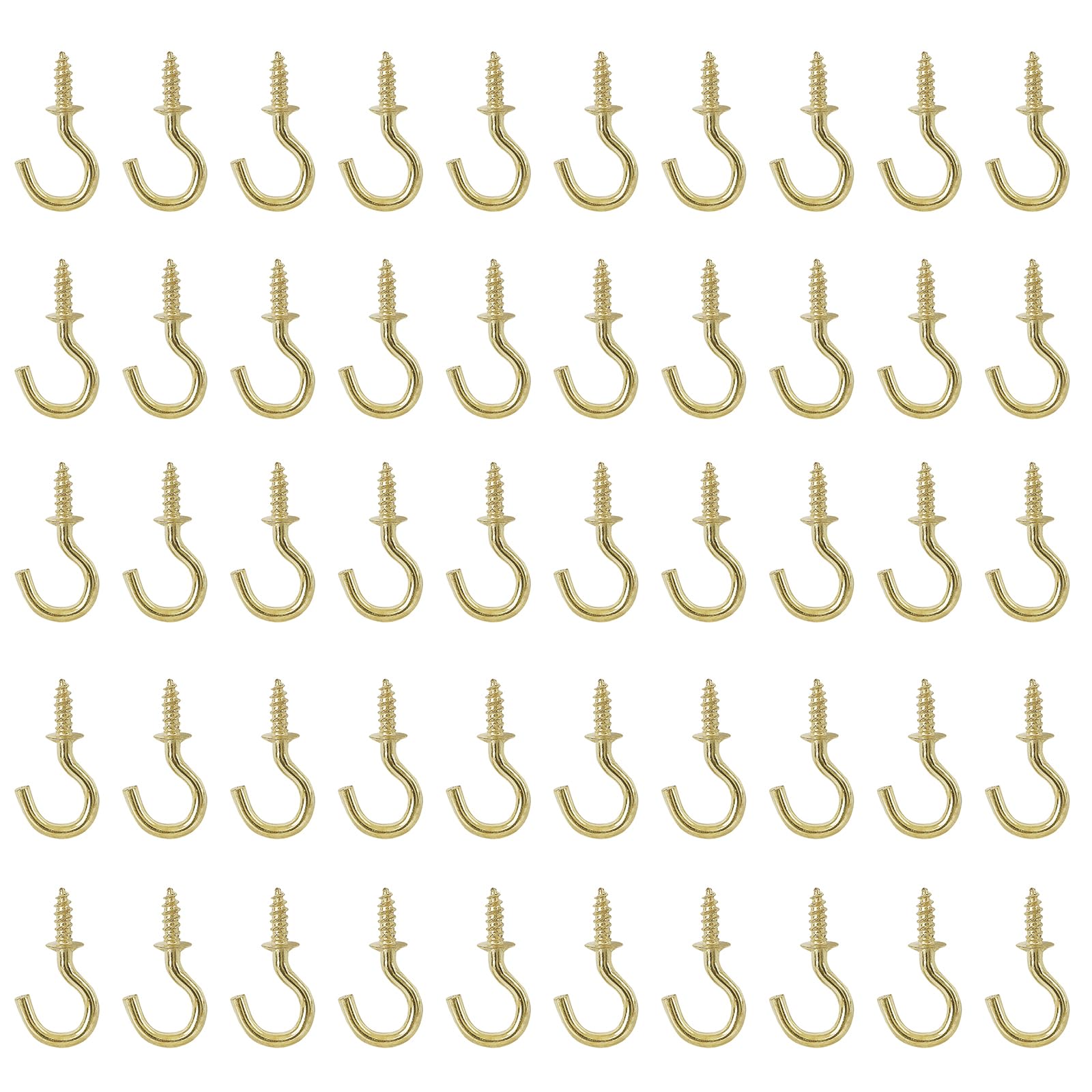Photo 1 of Jamiikury 50pcs 1/2 Inch Gold Ceiling Hooks - Small Screw-in Metal Screw Hooks, Nickel Plated