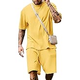 Babioboa Men's Short Sleeve Tracksuit Summer T Shirt & Shorts set 2 Pockets Oversize Two Piece Casual Daily Duty-off