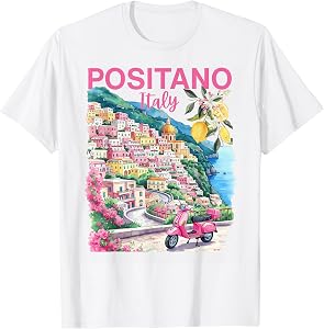 Positano Town Preppy Lemon from Amalfi Coast Italy Aesthetic T-Shirt