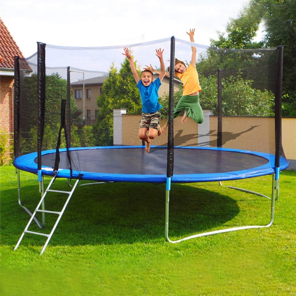 wvayoao 12 FT Trampoline with Safety Enclosure Net,Ladder Trampoline for Kids,Jumping Mat and Spring Cover Padding Outdoor Trampoline,Fitness Trampoline for Adult,2020 New Recreational Trampolines