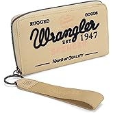 Montana West X Wrangler Wristlet Wallets for Women Classic Retro Wallet Purse Bifold Credit Card Wallets for Women Oversized Logo Clutch Wristlet