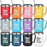Umigy 12 Pcs Employee Appreciation Coffee Mug Gift Bulk Thank You 17oz Drinking Cup Stainless Steel Insulated Travel Tumbler Social Worker Inspirational Gift for Coworker Staff Nurse Women Teacher