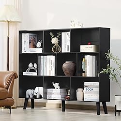 YAHARBO 10 Cube Large Bookshelf,3 Tier Bookcase