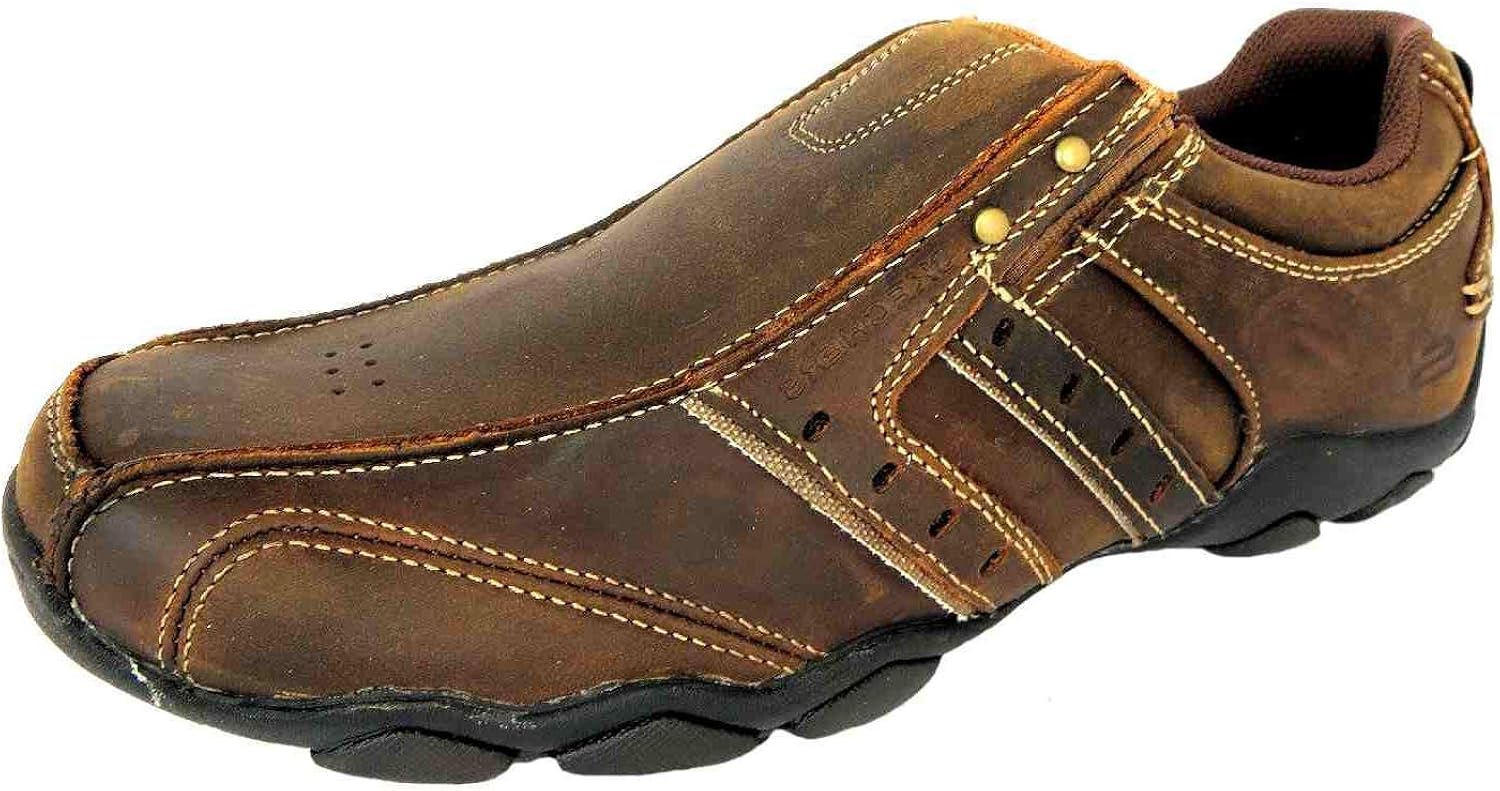 Skechers Size 14 Men's Diameter Leather Loafers Brown Amazon.co.uk