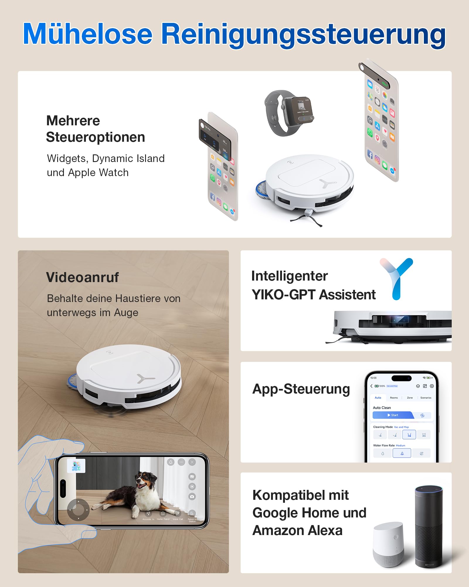 ECOVACS DEEBOT T50 PRO Omni Gen2 Saugroboter mit Wischfunktion, Ausfahrende Seitenbürste und Wischmopp, 21.000 Pa, Auto Zugabe von Reinigungslösung, Moppwäsche mit 75°C heißem Wasser, Ultradünn 81 mm 8