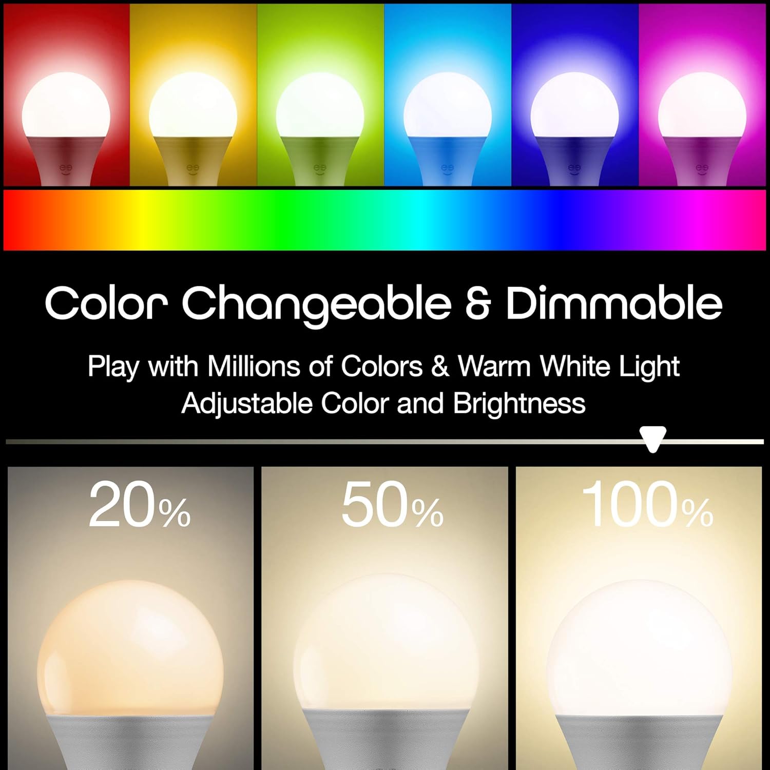 Geeni Prisma 1050 Wi-Fi Multicolor Light Bulbs (2700K), 4-Pack – Dimmable LED Bulbs, 75-Watt Equivalent – No Hub Required – Works with  Alexa, Google Assistant, Microsoft Cortana - - 