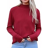 Ckikiou Casual Soft Knitted Mock Neck Sweater for Women Fall Winter Raglan Sleeve Ribbed Pullover Top