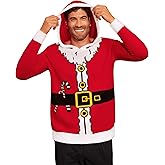 Arvilhill Mens Christmas Hooded Sweater Santa Elf Holiday Funny Knit Xmas Hoodie (S-XXL)