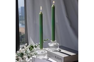 Woho Candle Stick Candle Holder Set of 4, Clear Taper Candle Holders for Wedding Table Centerpiece, Ribbed Glass Votive Candle Holders for Christmas Party Home Decor