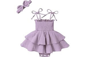 YOUNGER TREE Baby Girl Clothes Infant Summer Romper Dress Sleeveless Bodysuit Jumpsuit with Headband Toddler Outfits