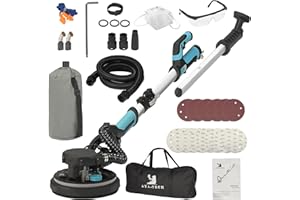 AYA-TECH Drywall Sander, Pole Electric Drywall Sander with Vacuum, 750W 6.5A Popcorn Ceiling Removal Tool Machine 7 Variable Speed Patented Fixture for Ceiling 26FT Power Cable 14PCS Sandpaper (ATO-225FV1)