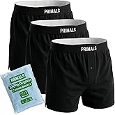 PRIMALS 100% Organic Cotton Boxers - Improves Testosterone & Fertility - Soft & Breathable - Midnight Black (3 Pack)