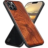 Carveit Magnetic Wood Case for iPhone 12 Pro Max Case MagSafe [Hard Real Wood & Soft TPU] Shockproof Hybrid Protective Cover Unique & Classy Wooden 12 Pro Max Case Compatible with MagSafe (Rosy)