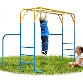 DOLEMODUO Large Monkey Bars for Kids, Outdoor Monkey Bar Set with Climbing Frame, Heavy-Duty Metal Playground Climbing Playset for Backyard, Kids Jungle Gym for Aged 3+