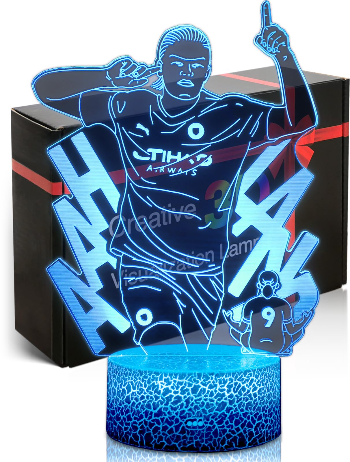 DAHEYMA Football Celebration Mood Lights - No.9 Norway Player Dimmable Creative Gifts for Manchester City Fans, 16 Colors Football Room Decor
