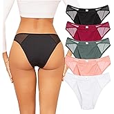 VKME 5 Pack Seamless Underwear for Women No Show Hipster Breathable Bikini Mesh splicing Invisibles Cheeky Panties