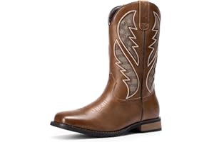 Bruno Marc Men's Durable Cowboy Classic Slip on Western Boots with Chic Embroidered Durable Short Fashionable Western Boots