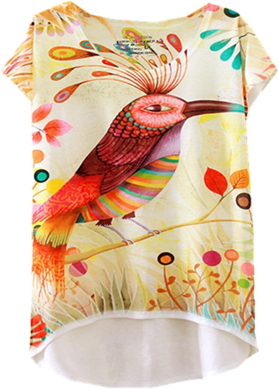 YICHUN Women Girls Thin Tops Leisure T-Shirt Casual Wear Tunic Blouse Tees Printing