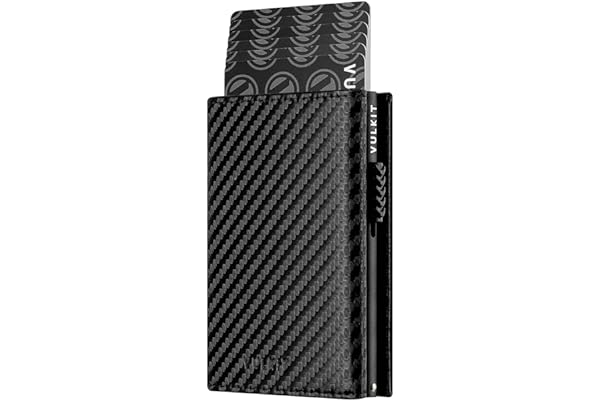 VULKIT Card Holder Wallet with Coin Pocket Magnetic Closure Pop Up Cards with ID Window Leather Wallet for Cash & Credit Card
