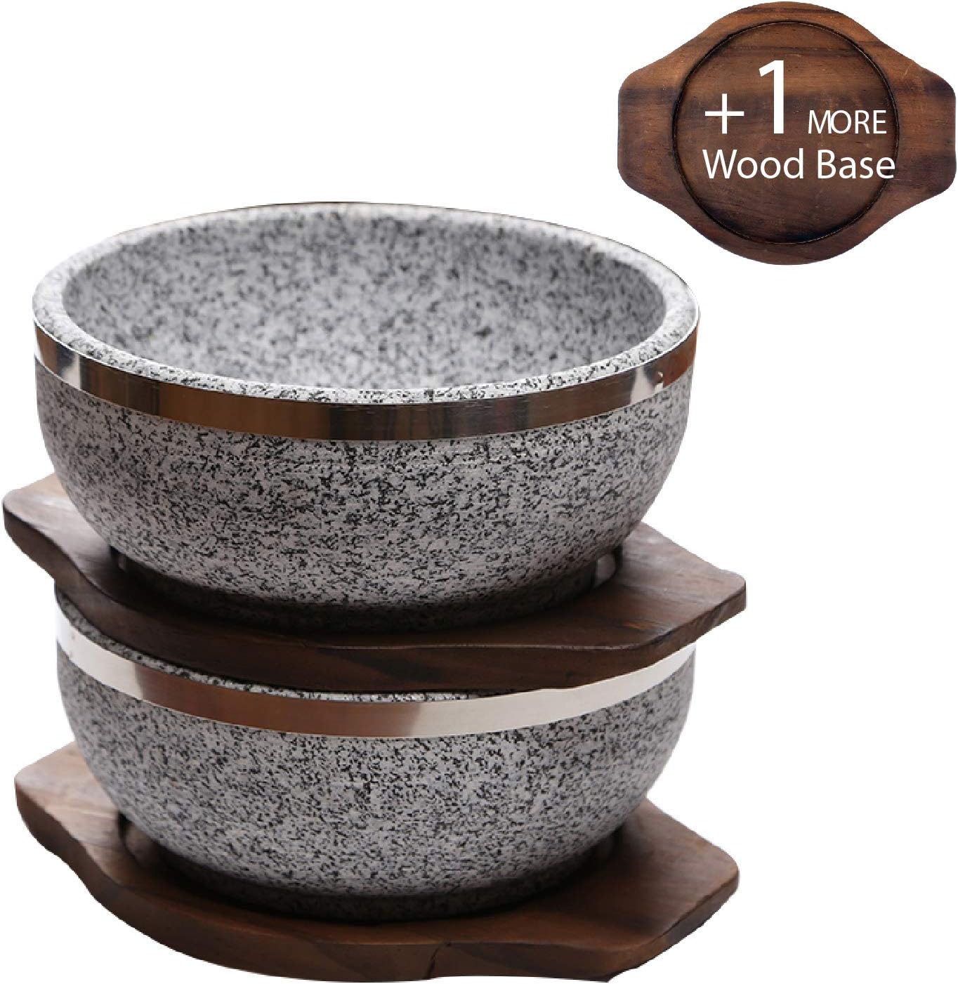 KoreArtStory Natural Korean Bowl (Set Of 2 + Wood Base 1 More