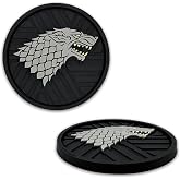 NJECT House Stark Direwolf Automotive Silicone Coasters Set of 2 | Officially Licensed Game of Thrones, Durable Non-Slip 3D Textured Design, Universal Fit (2.75