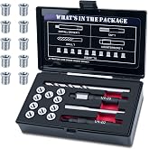 SENNMONN 1/4-20 SAE Thread Repair Kit, 10PCS 304 Stainless Steel Inserts | 1/4-20X0.380 Solid Inserts with HSS Drill &amp; Tap, Counterbore &amp; Installation Driver for Damaged Threads in Engines, Gearboxes