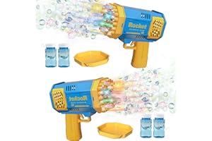 LUSJNGE 2 Packs Mini Bubble Gun for Kids Toddlers Automatic 40 Holes Bubble Blaster Gun Machine with Bubble Solution