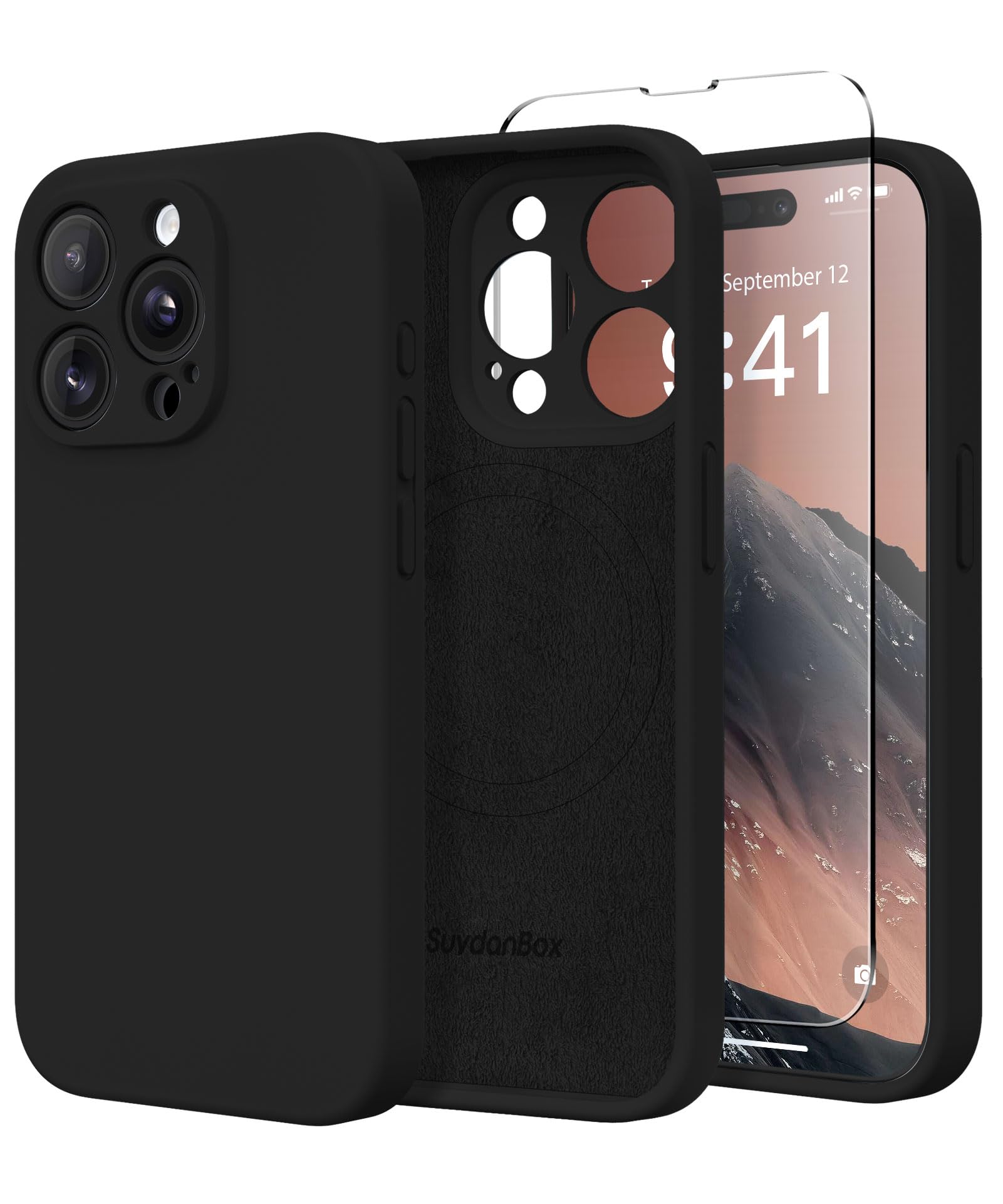 SuydanBox Magnetic for iPhone 15 Pro Case, Compatible with MagSafe, [Full Camera Protection][Screen Protector] Silicone Shockproof Protective Phone Case for iPhone 15 Pro 6.1", Black — image 1