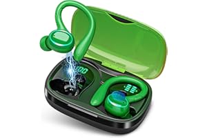 Catitru Wireless Earbuds Bluetooth Headphones Sport, 2024 Bluetooth Earbuds Stereo Ear Buds, Noise Cancelling Mic, IP7 Waterproof Headset for Workout/Running Green