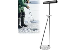 SFNSM Ice Fishing Scoop Skimmer, 6" Ice Scooper for Ice Fishing Gear & Accessories, 201 Stainless Steel, Fishing Tools with Foam Anti Slip Handle, Retractable Design 22.5in Long Handle