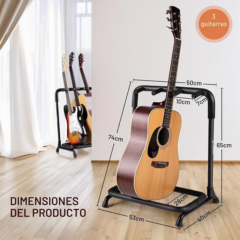 Soporte Multi Guitarra Suelo: Para 3 Guitarras Expositor Para Guitarras Acústicas Bajo Eléctrico, CY0344